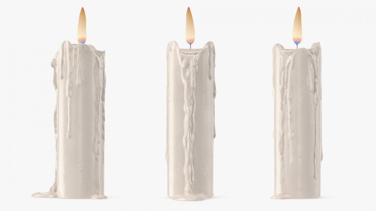 Half Melted Candle White 3D model