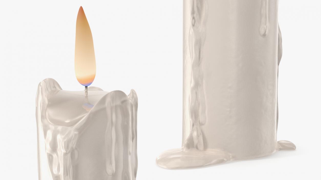 Half Melted Candle White 3D model