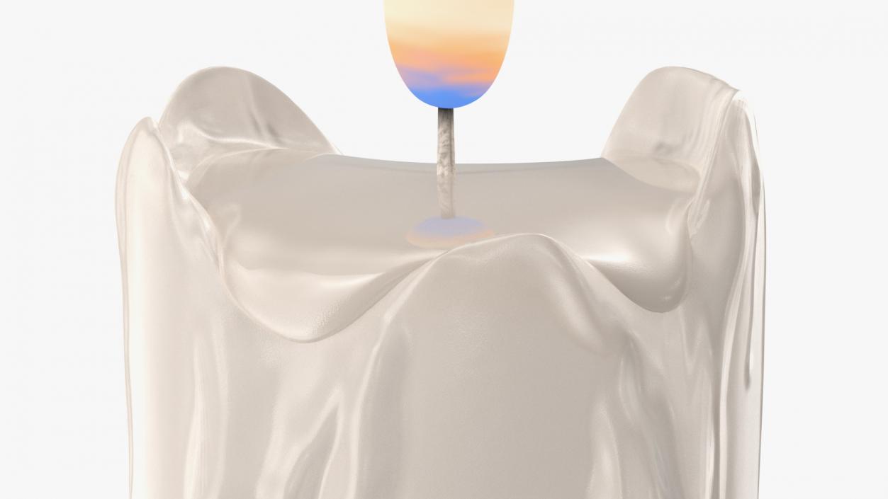 Half Melted Candle White 3D model