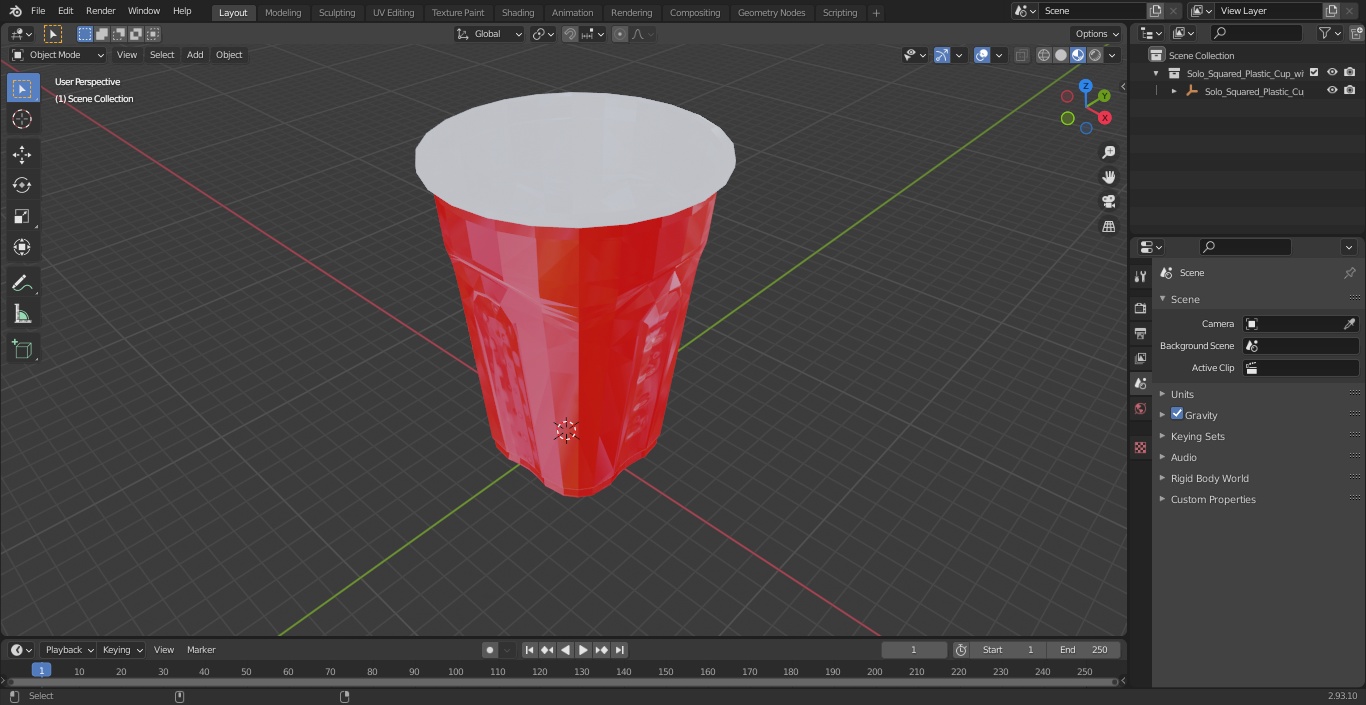 3D Solo Squared Plastic Cup Red model