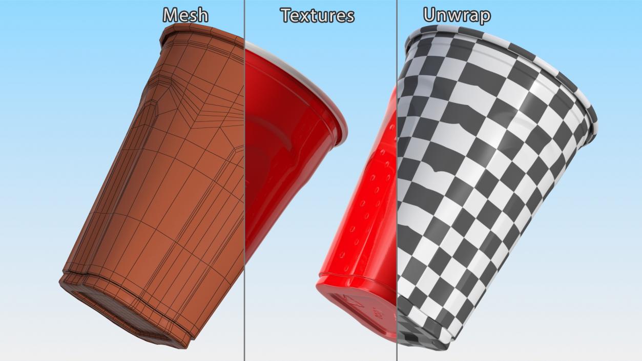 3D Solo Squared Plastic Cup Red model