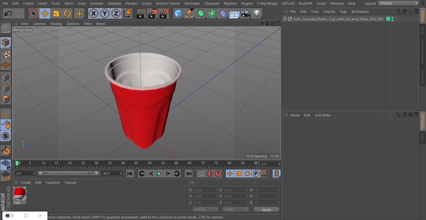 3D Solo Squared Plastic Cup Red model