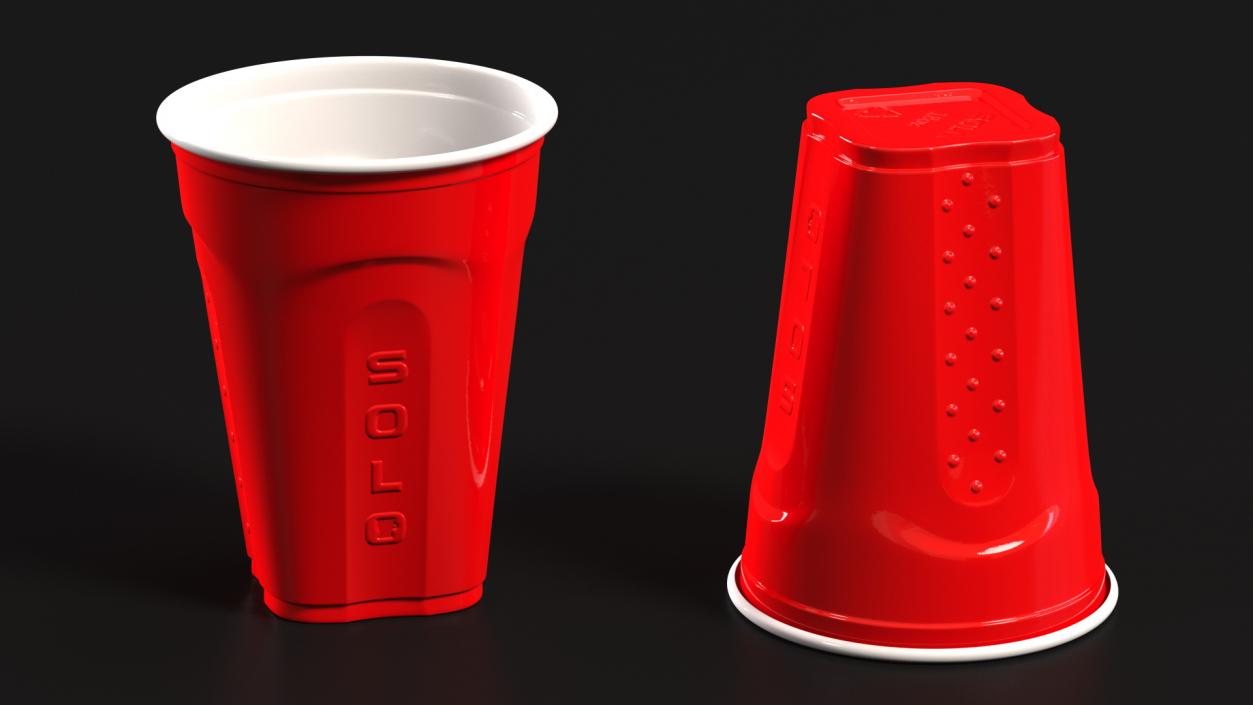 3D Solo Squared Plastic Cup Red model