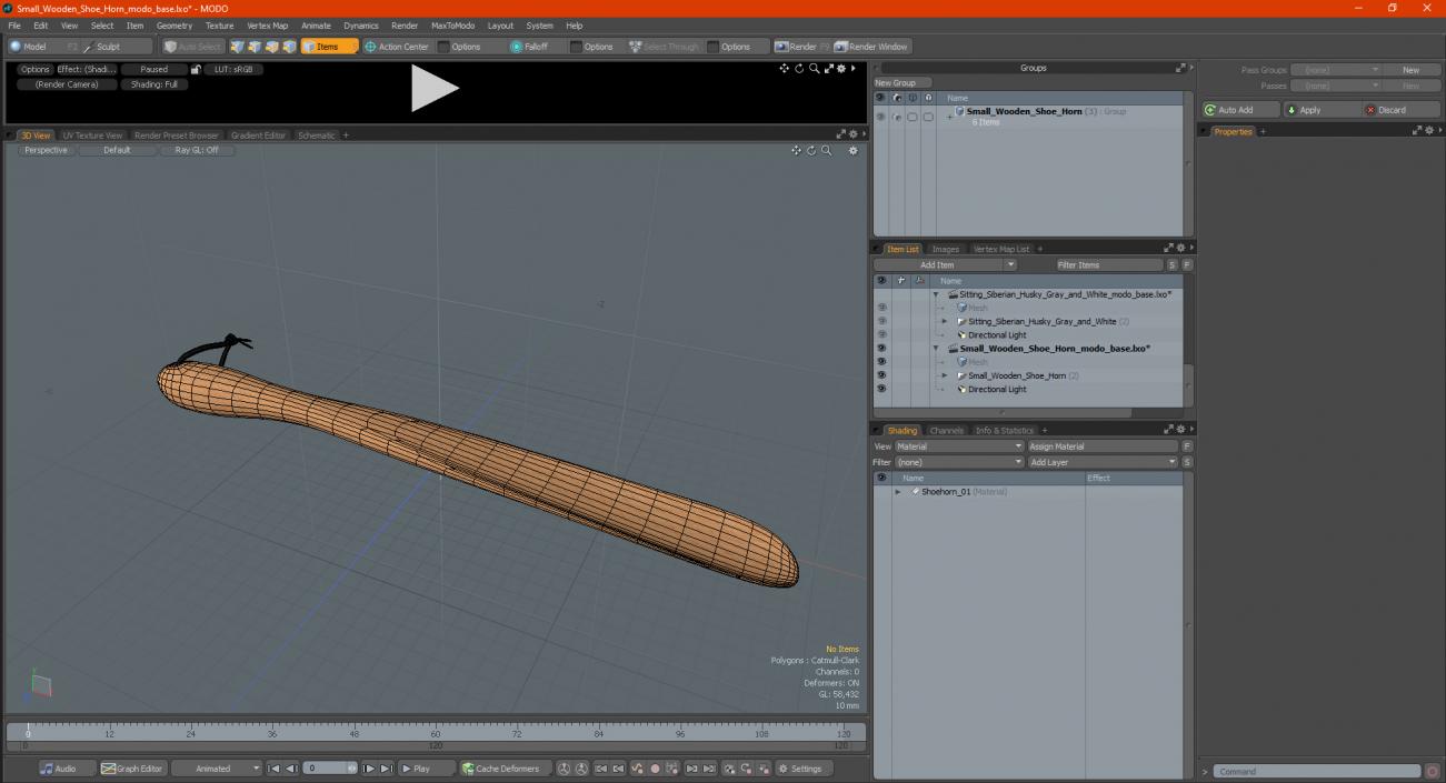 Small Wooden Shoe Horn 3D