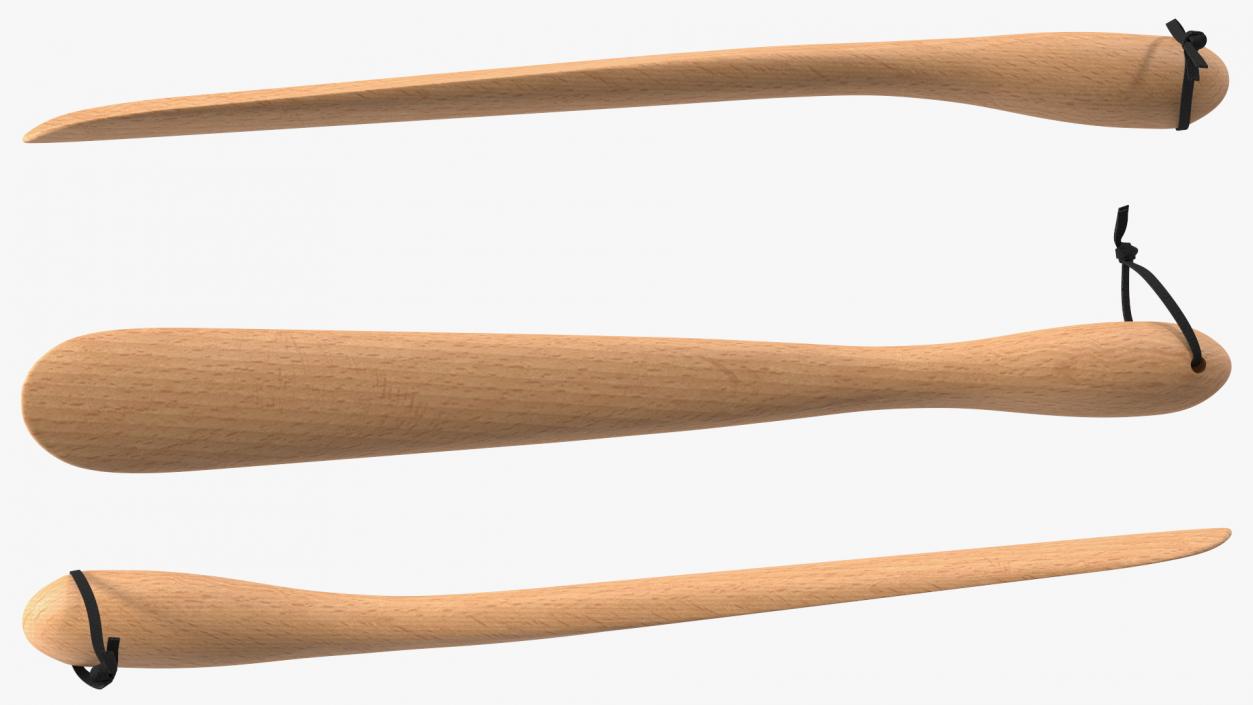 Small Wooden Shoe Horn 3D