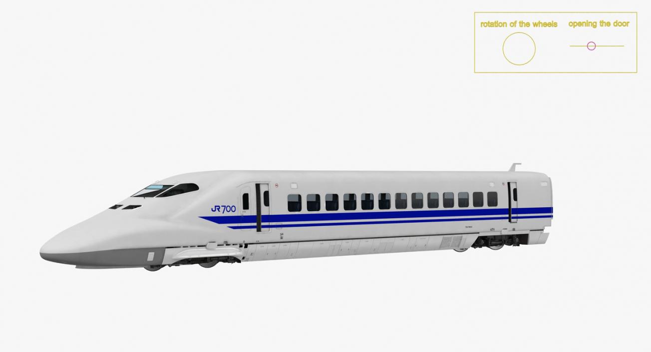 3D Bullet Train JR700 Locomotive Japan Railways Rigged