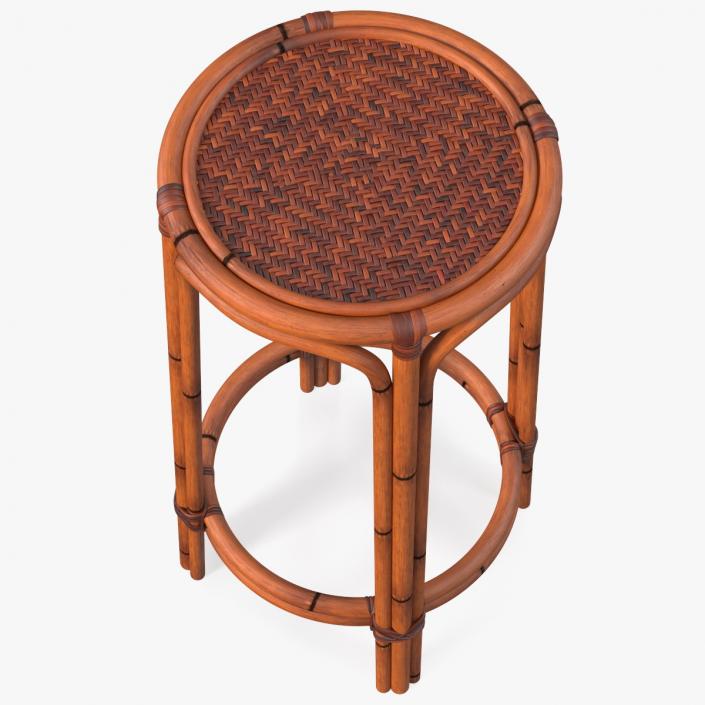 Rattan Bar Stool Round High 3D