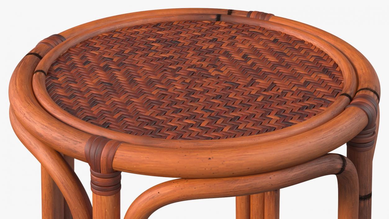 Rattan Bar Stool Round High 3D