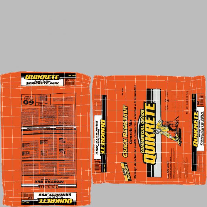 3D Lying Bag Cement Quikrete 66 Lb Orange model