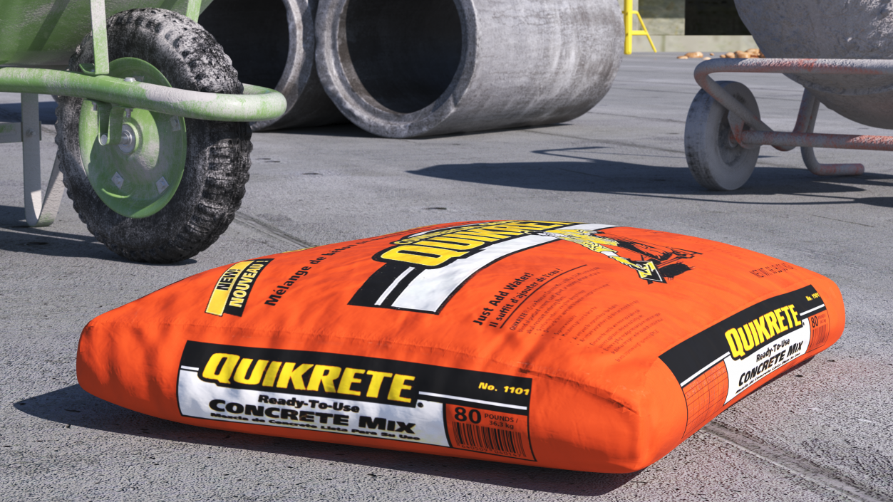 3D Lying Bag Cement Quikrete 66 Lb Orange model