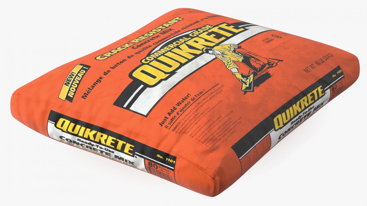 3D Lying Bag Cement Quikrete 66 Lb Orange model