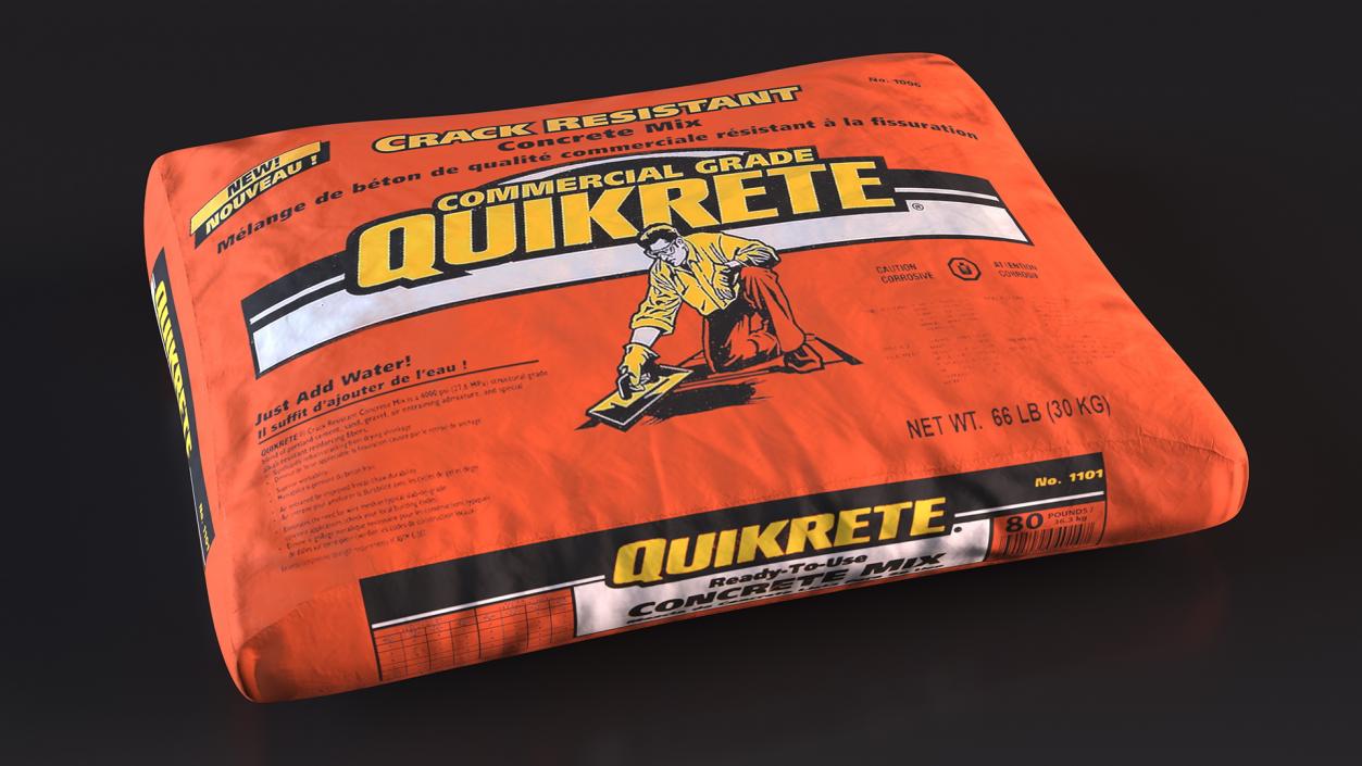 3D Lying Bag Cement Quikrete 66 Lb Orange model