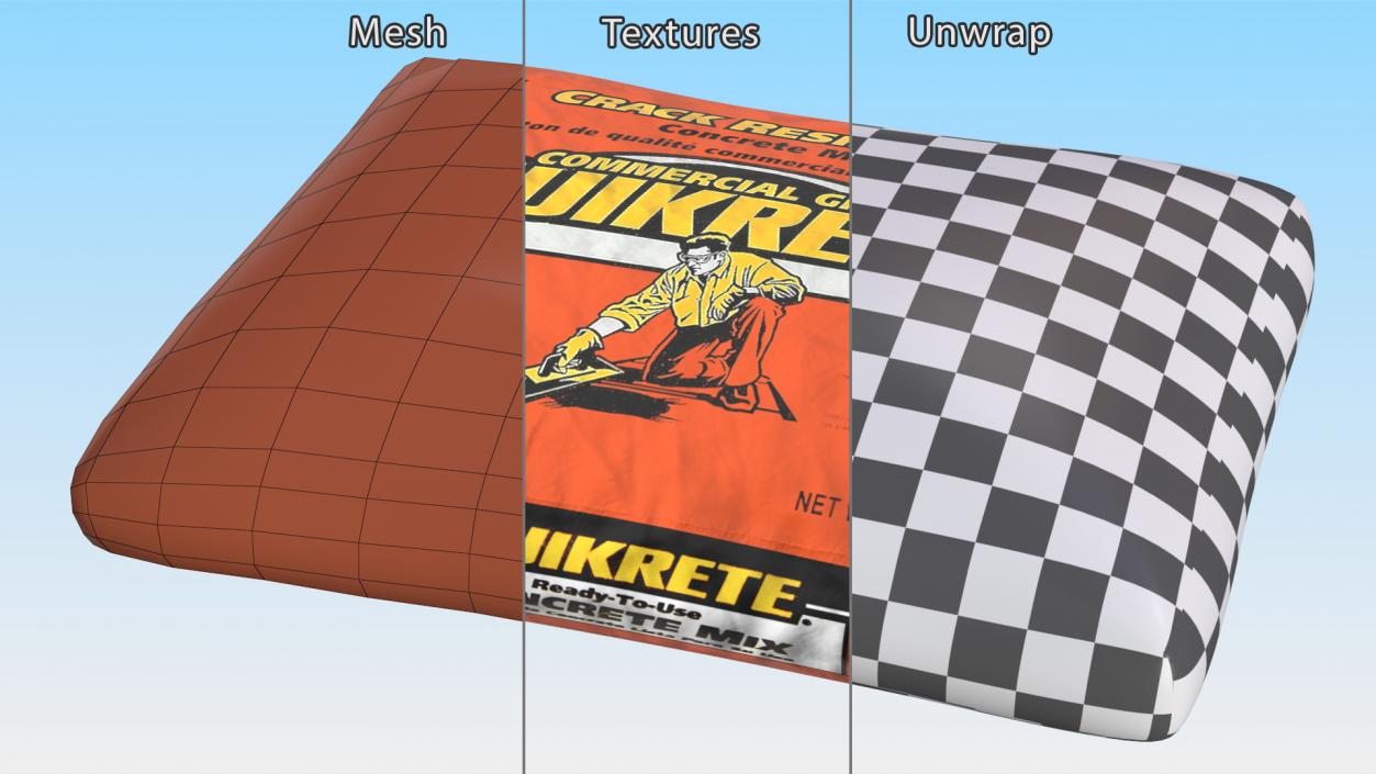 3D Lying Bag Cement Quikrete 66 Lb Orange model