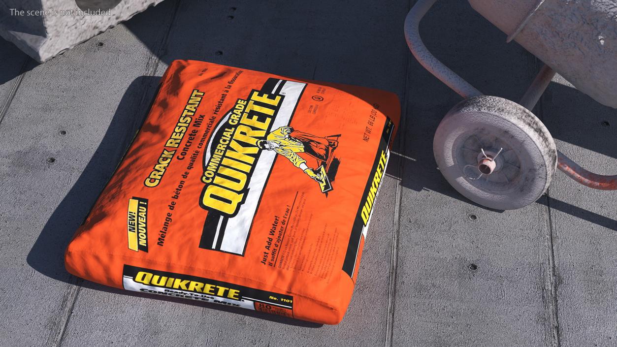 3D Lying Bag Cement Quikrete 66 Lb Orange model