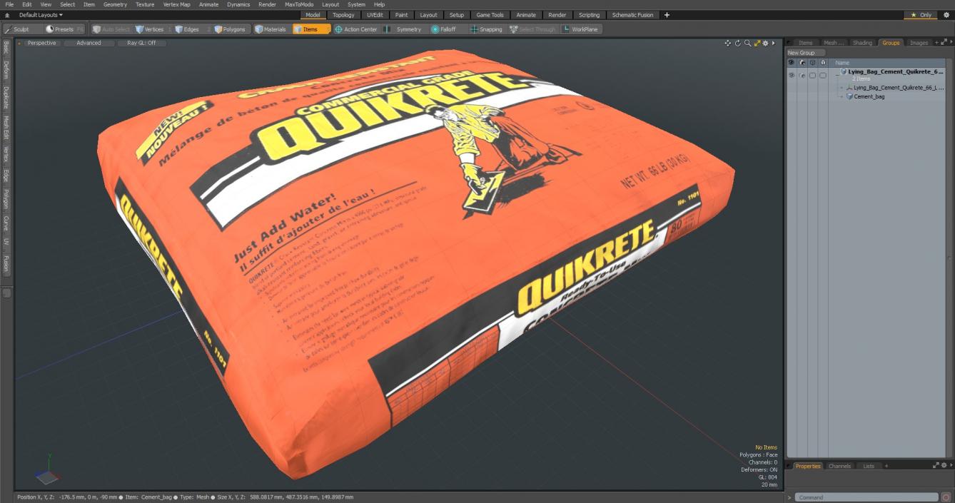 3D Lying Bag Cement Quikrete 66 Lb Orange model