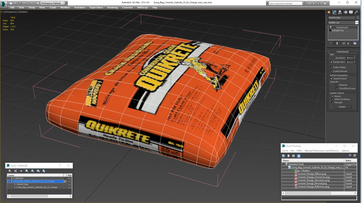 3D Lying Bag Cement Quikrete 66 Lb Orange model