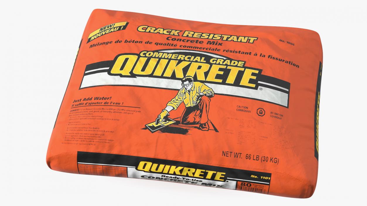 3D Lying Bag Cement Quikrete 66 Lb Orange model