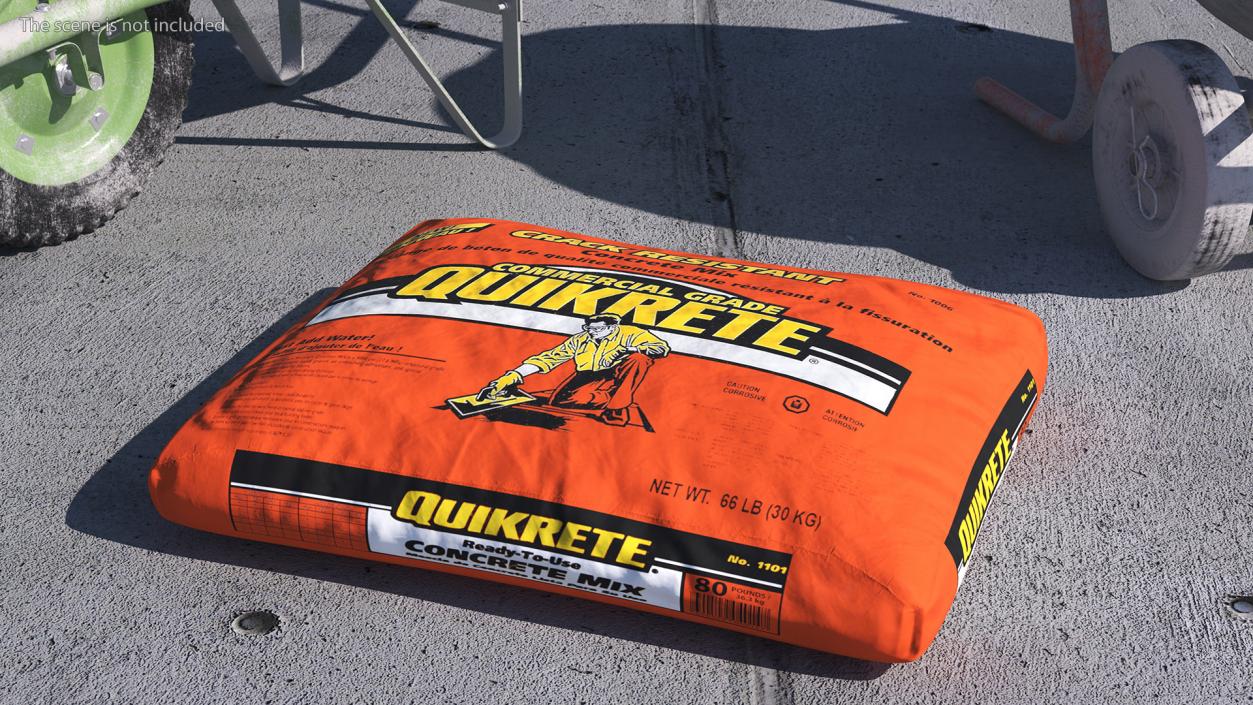 3D Lying Bag Cement Quikrete 66 Lb Orange model