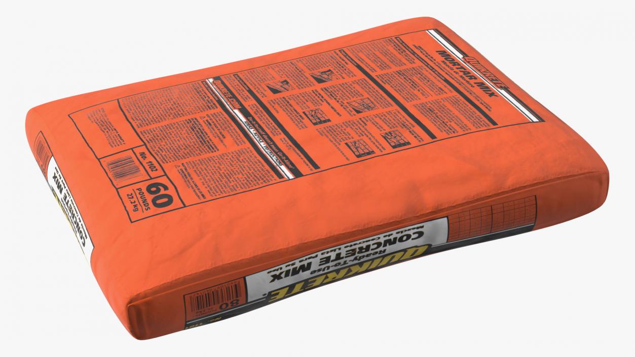 3D Lying Bag Cement Quikrete 66 Lb Orange model