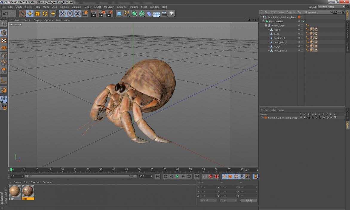 Hermit Crab Walking Pose 3D model