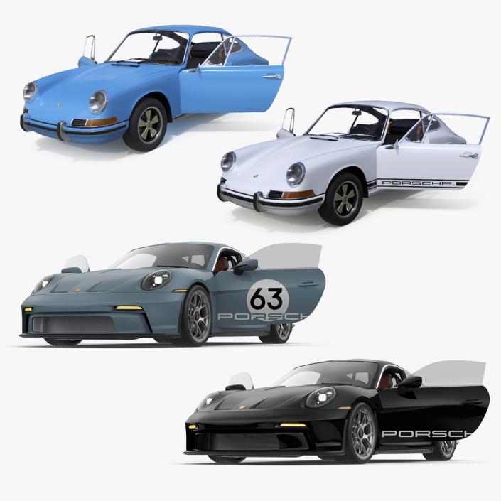 Retro and Modern Porsche 911 Collection 3D model