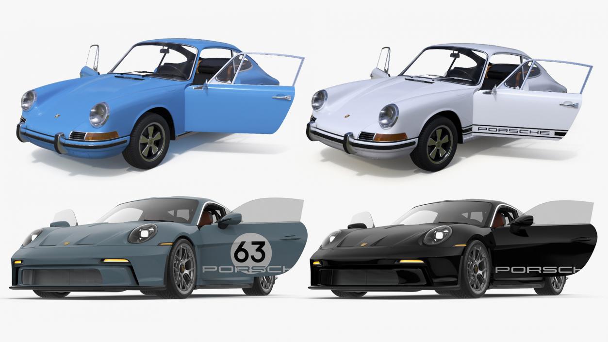 Retro and Modern Porsche 911 Collection 3D model