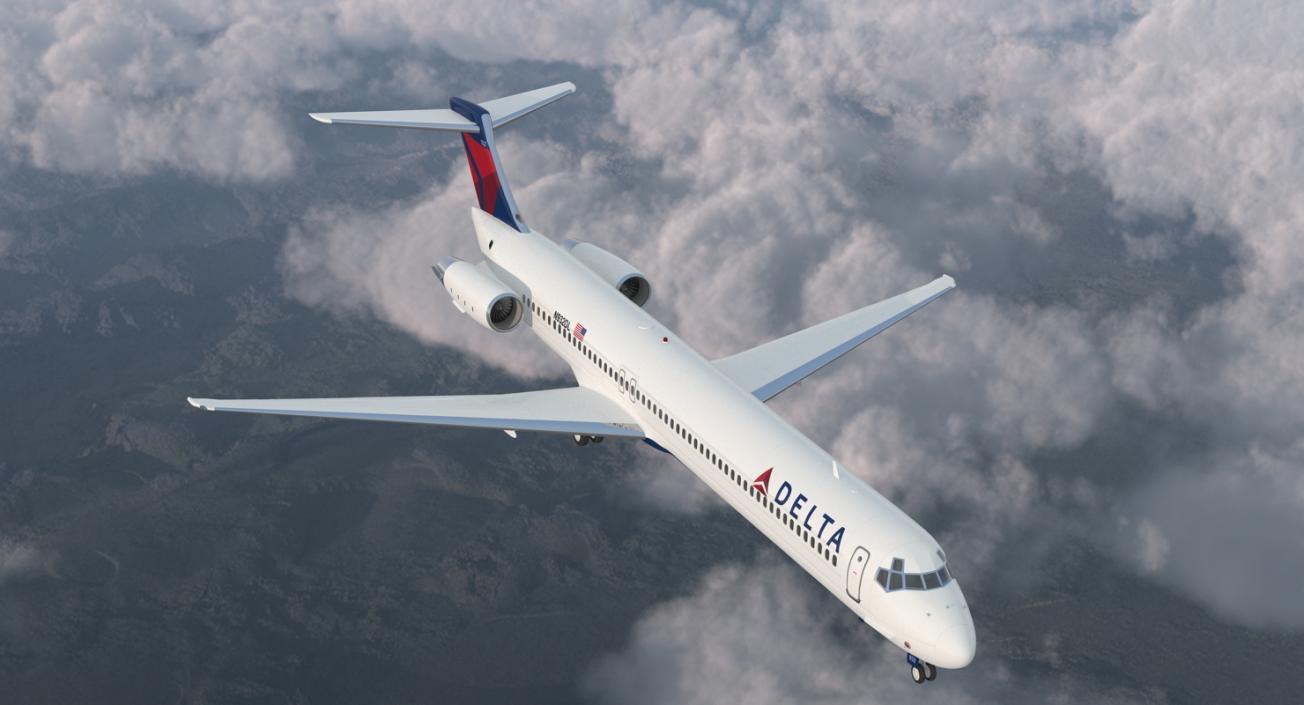 3D McDonnell Douglas MD-88 Delta Rigged