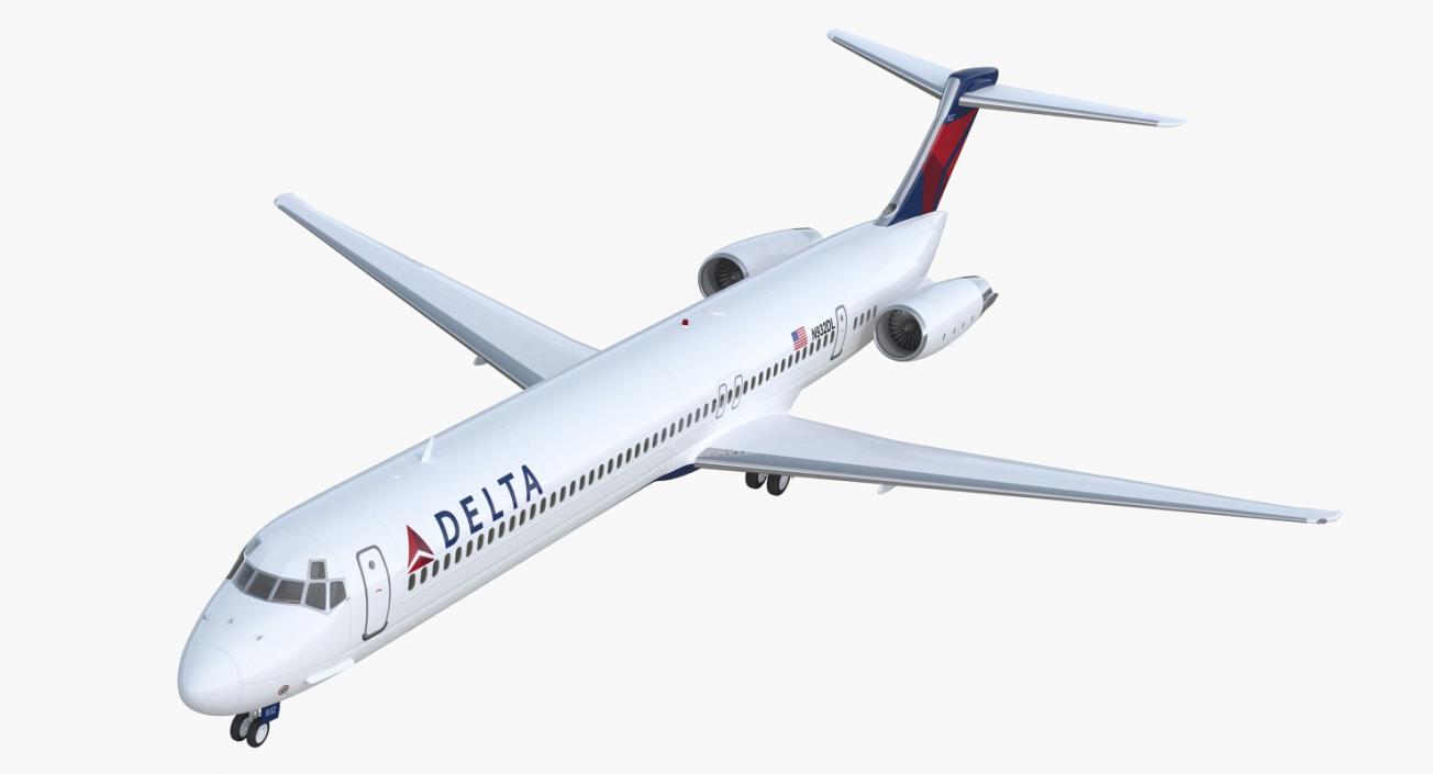 3D McDonnell Douglas MD-88 Delta Rigged