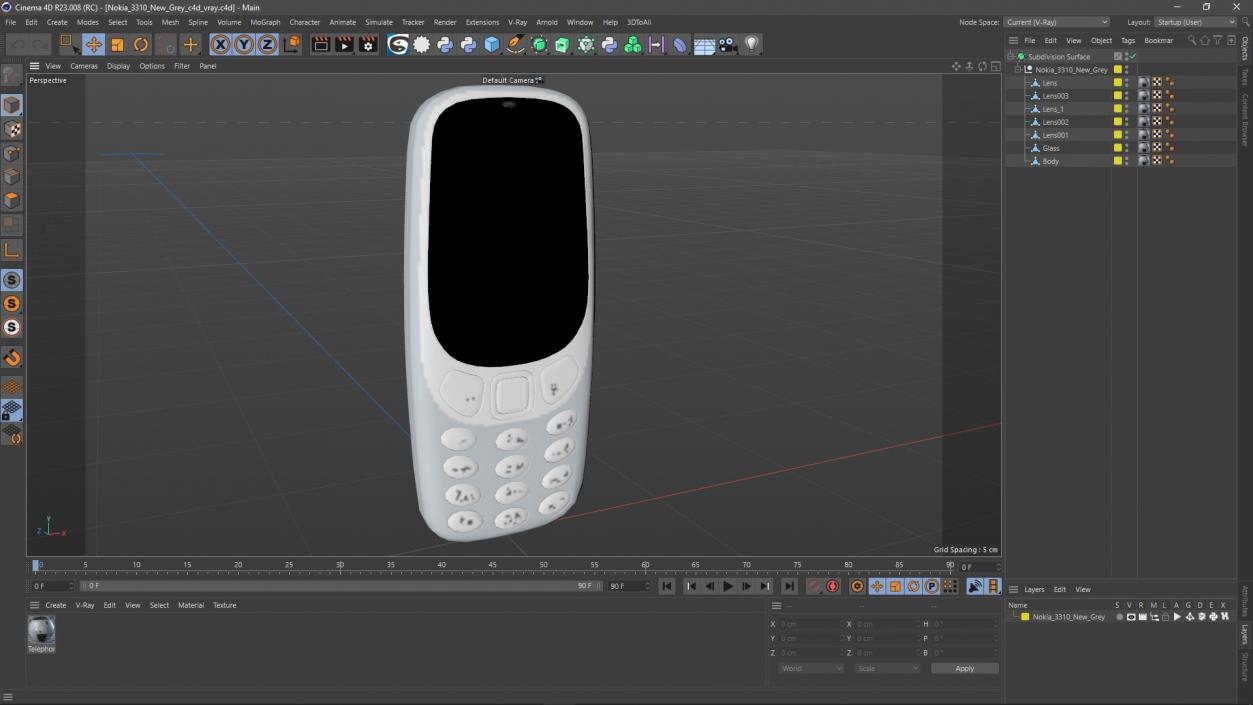 3D Nokia 3310 New Grey 2