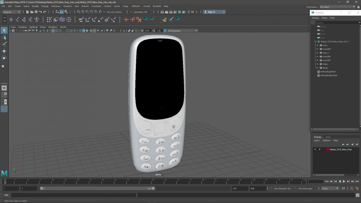 3D Nokia 3310 New Grey 2