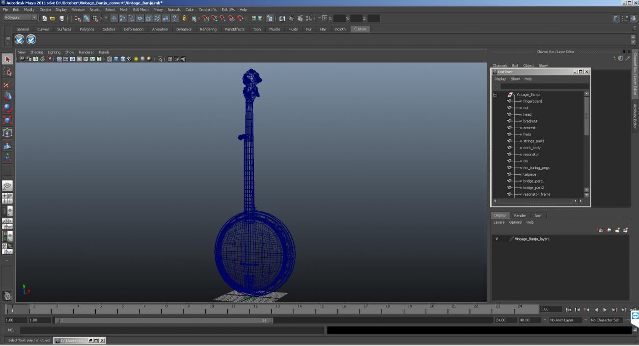 3D Julia Belle 5 String Banjo