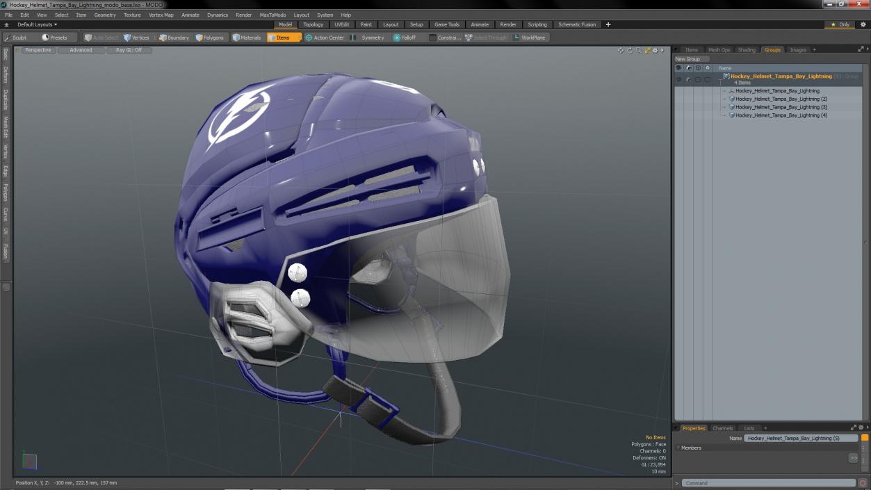 3D Hockey Helmet Tampa Bay Lightning model