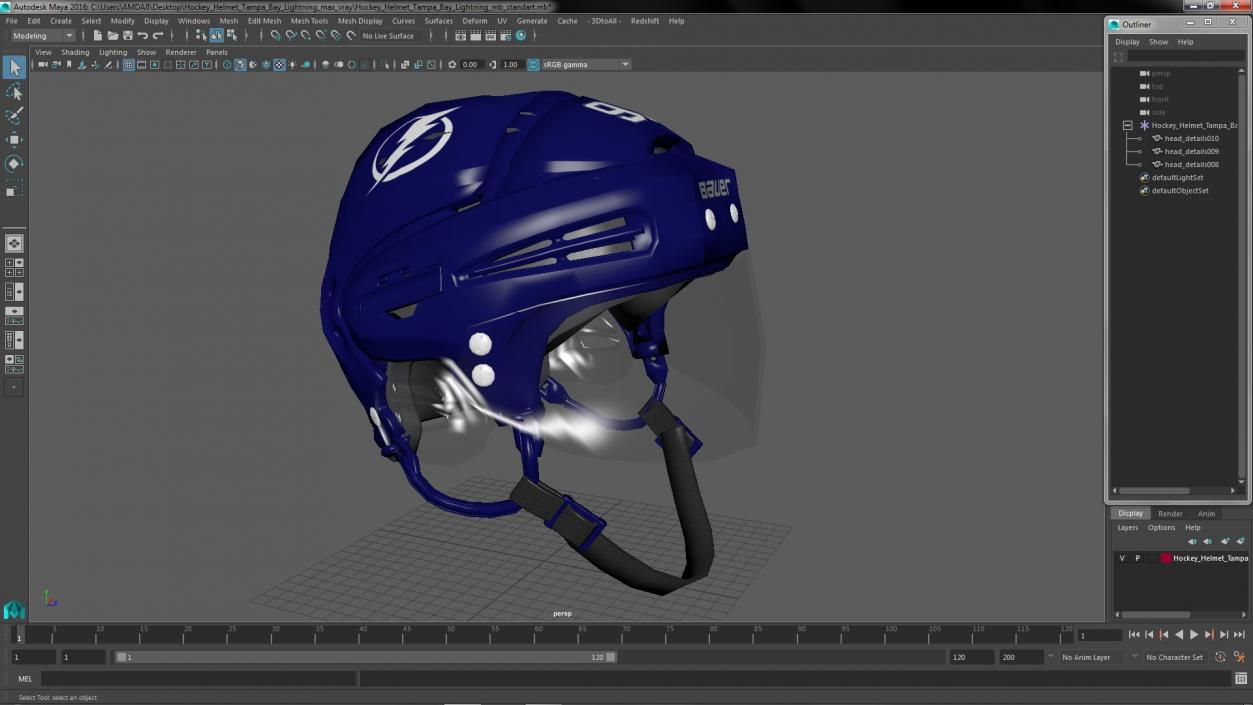 3D Hockey Helmet Tampa Bay Lightning model