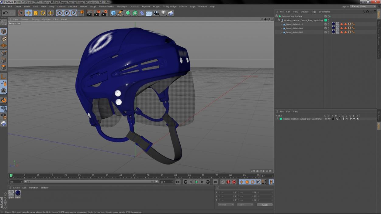 3D Hockey Helmet Tampa Bay Lightning model