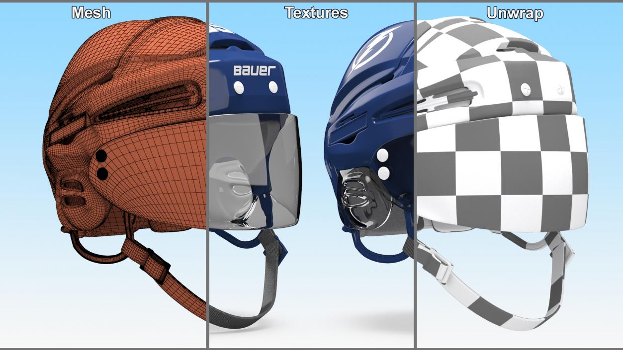 3D Hockey Helmet Tampa Bay Lightning model