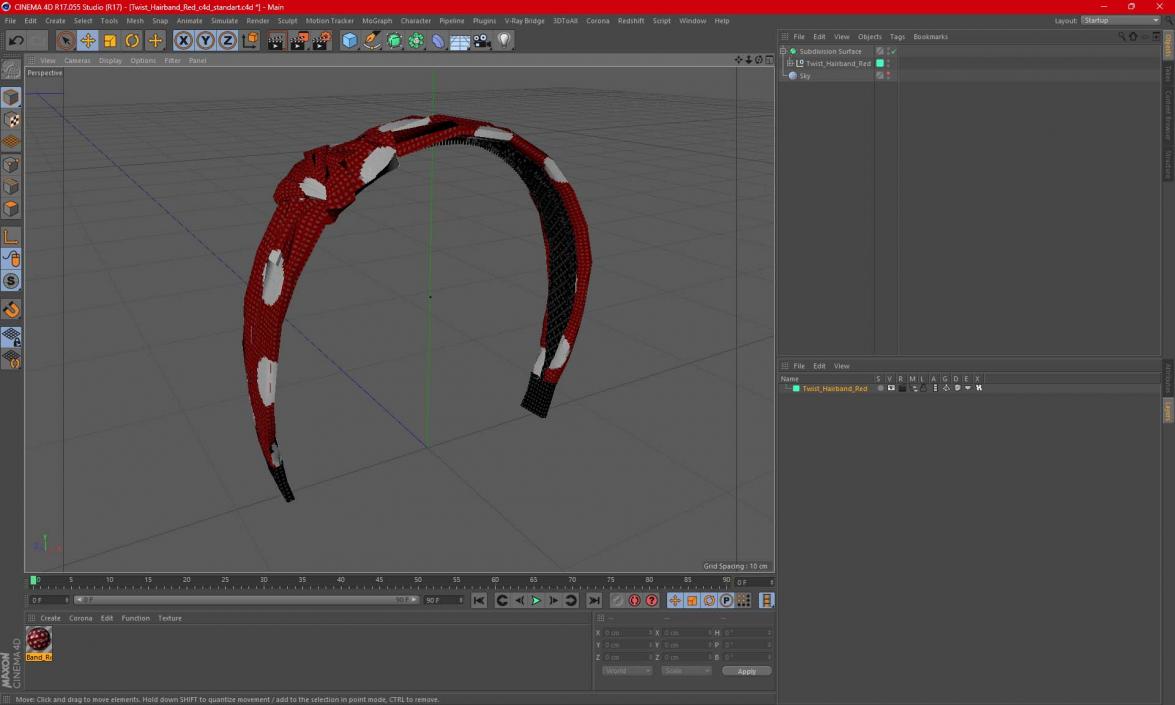 3D Twist Hairband Red model