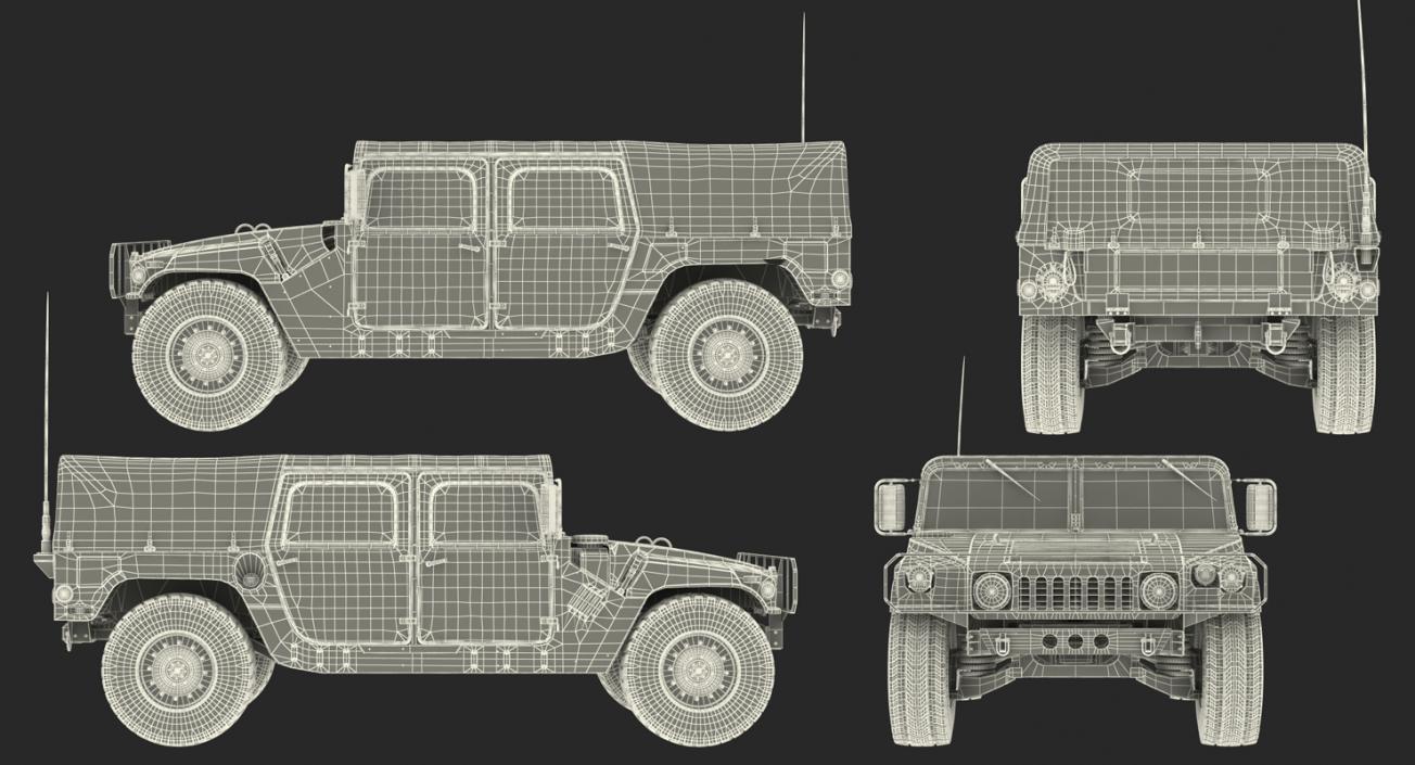 3D Soft top Troop Carrier HMMWV m1035 Rigged Desert model