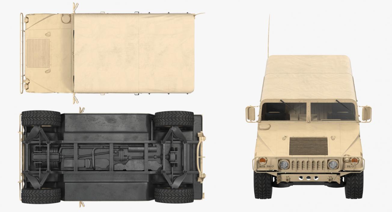 3D Soft top Troop Carrier HMMWV m1035 Rigged Desert model