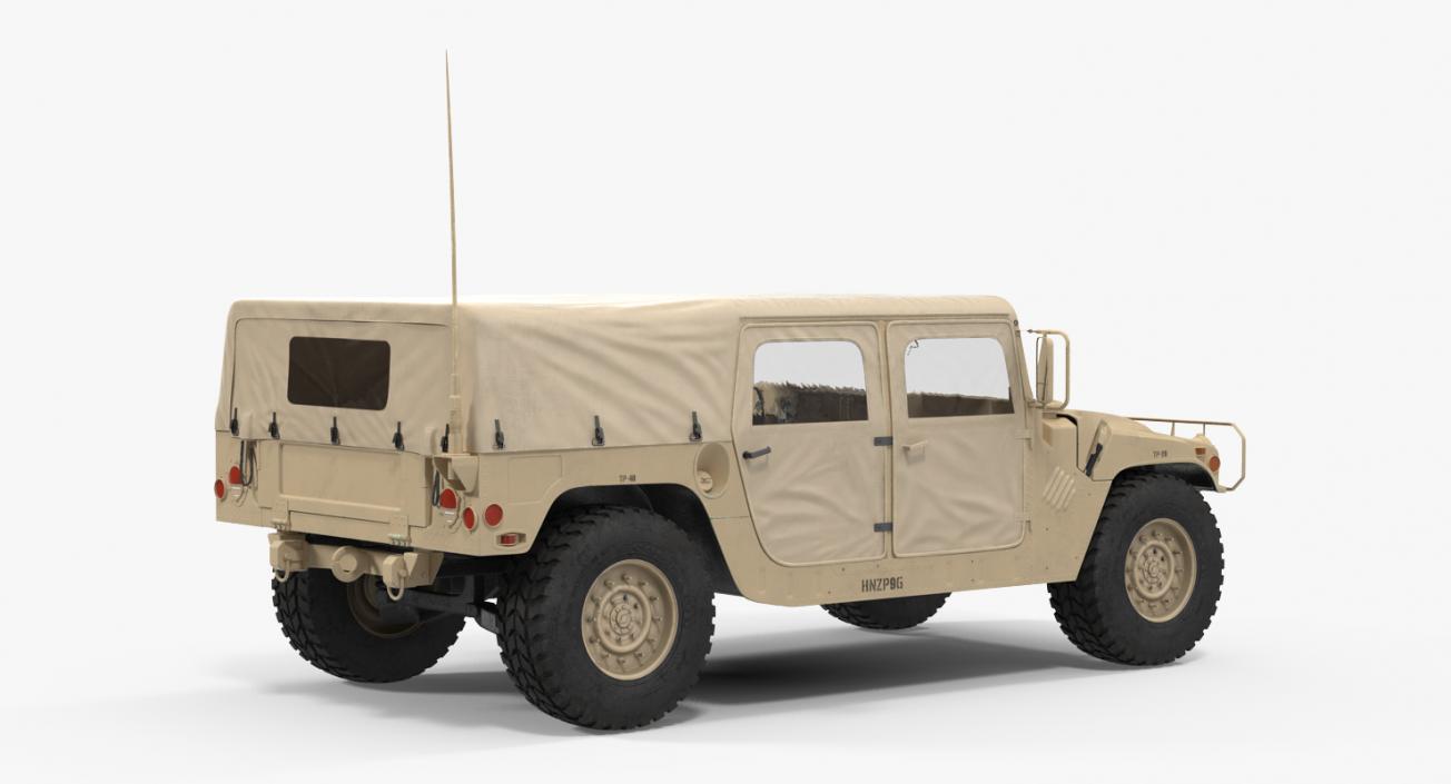 3D Soft top Troop Carrier HMMWV m1035 Rigged Desert model