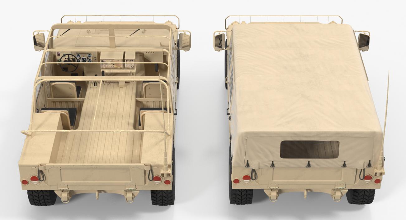 3D Soft top Troop Carrier HMMWV m1035 Rigged Desert model