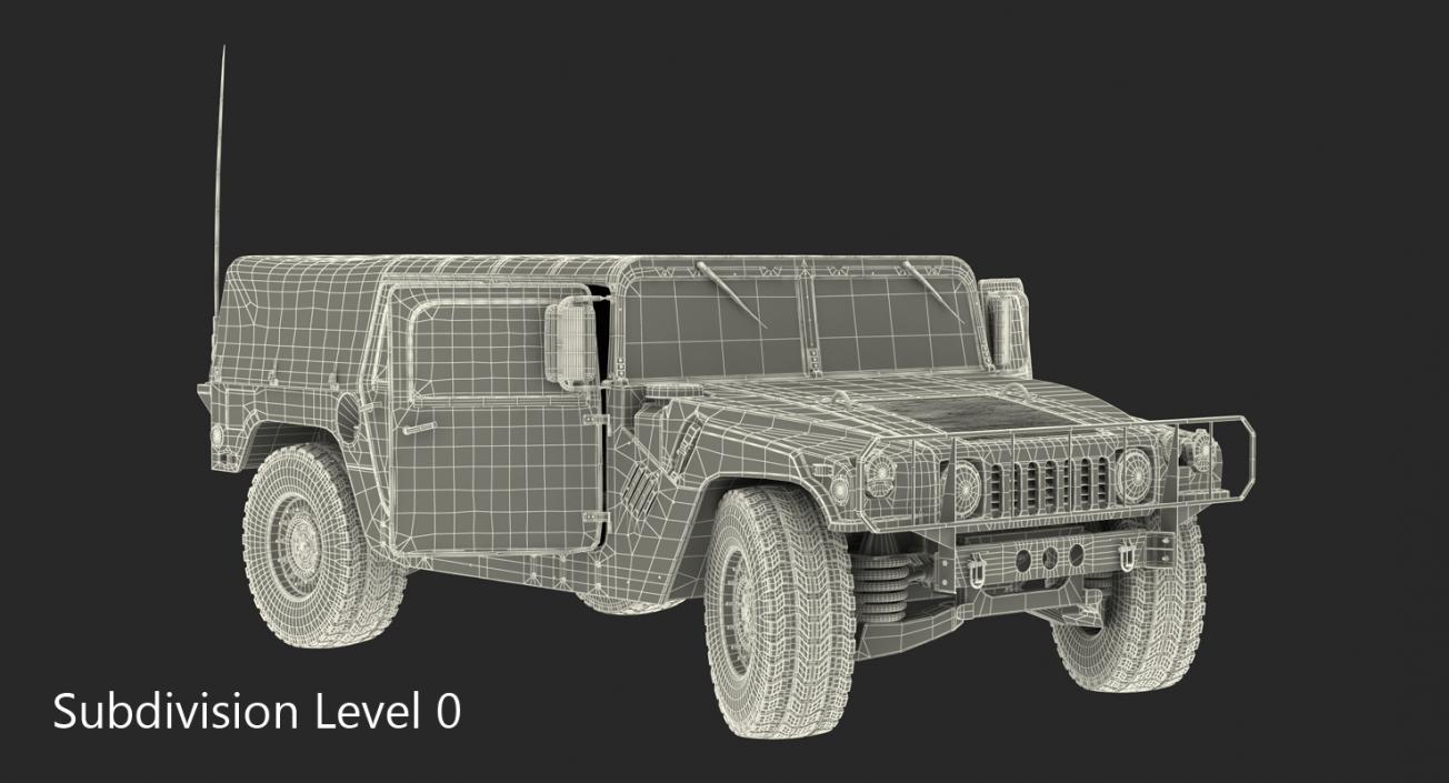 3D Soft top Troop Carrier HMMWV m1035 Rigged Desert model