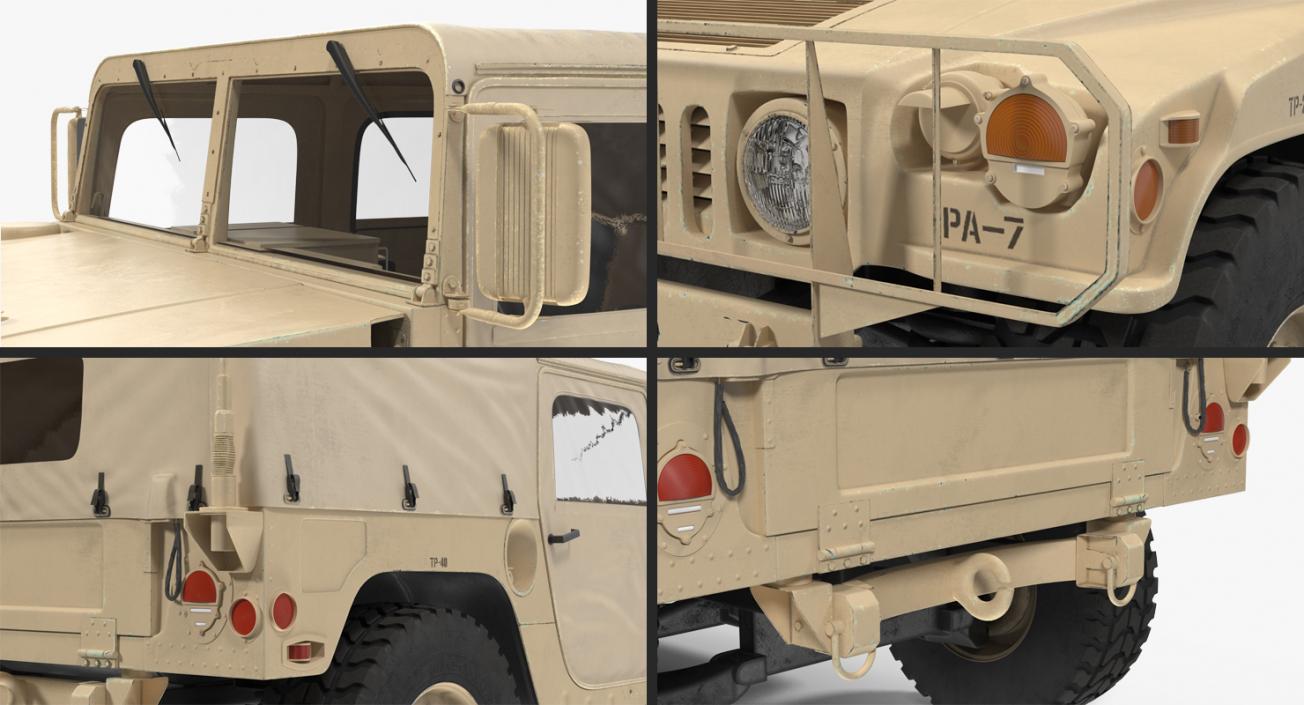 3D Soft top Troop Carrier HMMWV m1035 Rigged Desert model