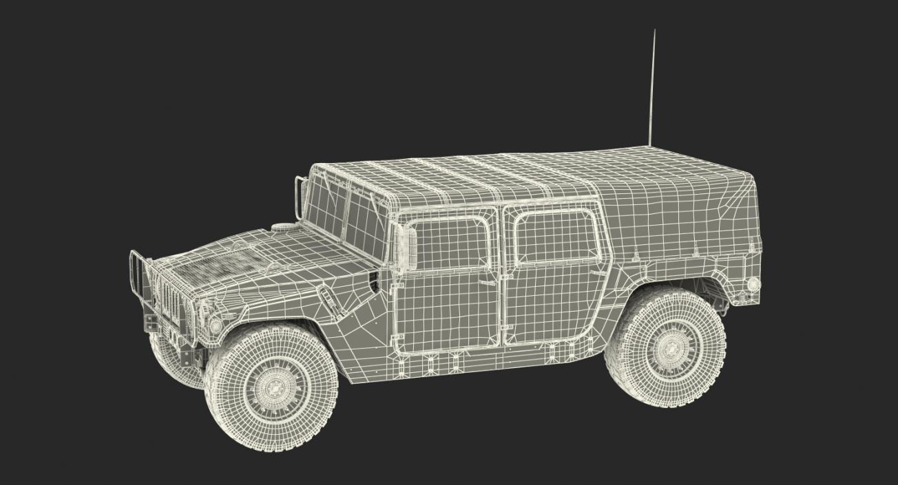 3D Soft top Troop Carrier HMMWV m1035 Rigged Desert model