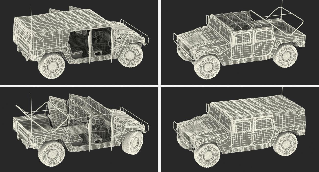 3D Soft top Troop Carrier HMMWV m1035 Rigged Desert model