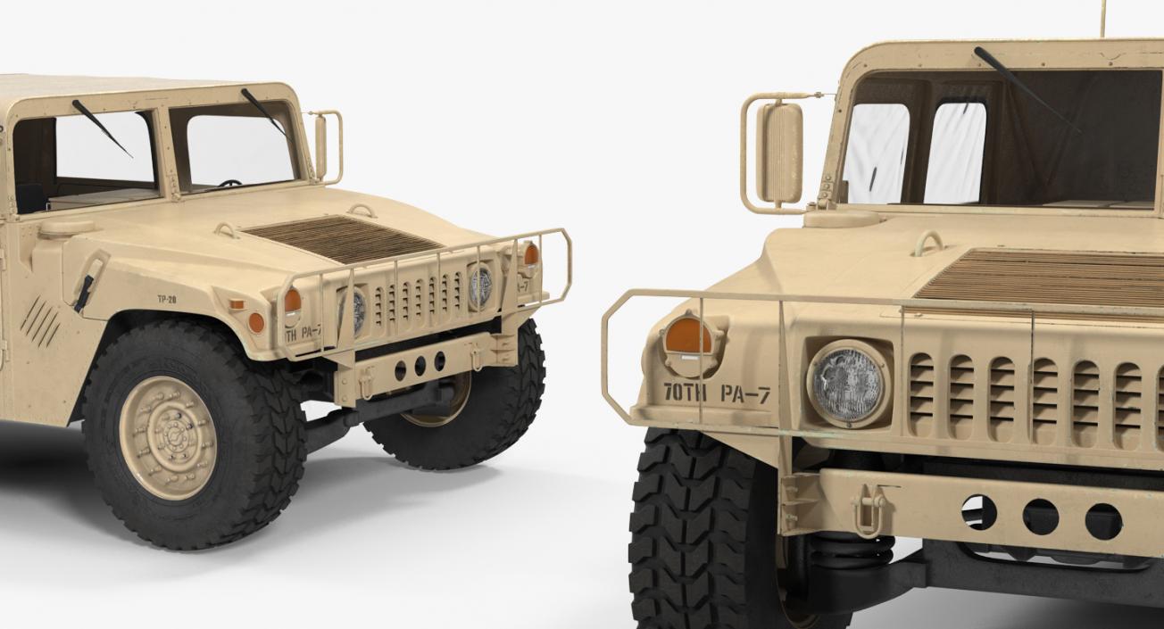 3D Soft top Troop Carrier HMMWV m1035 Rigged Desert model