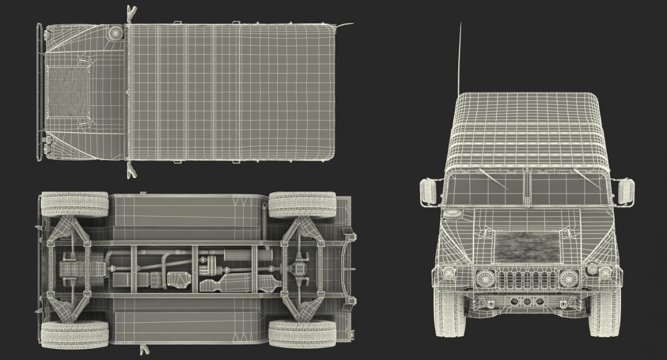 3D Soft top Troop Carrier HMMWV m1035 Rigged Desert model