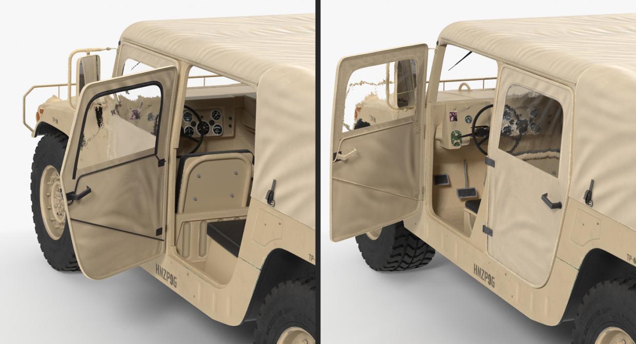 3D Soft top Troop Carrier HMMWV m1035 Rigged Desert model