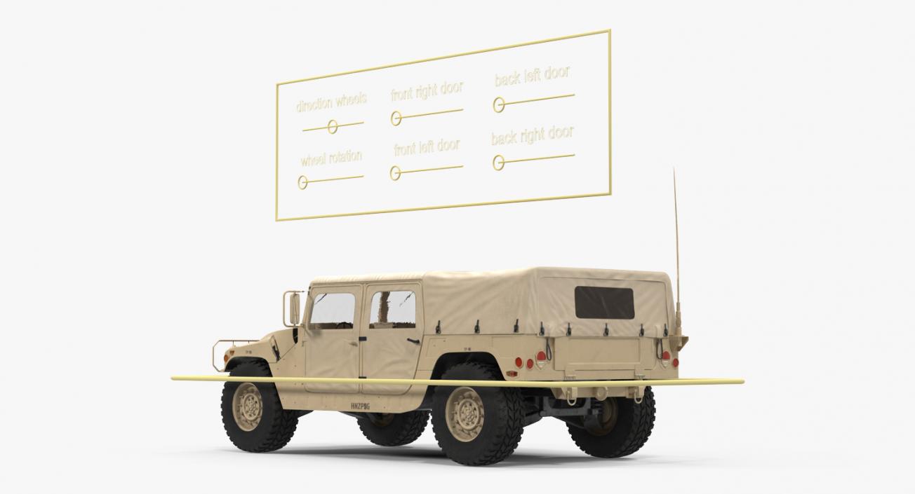 3D Soft top Troop Carrier HMMWV m1035 Rigged Desert model