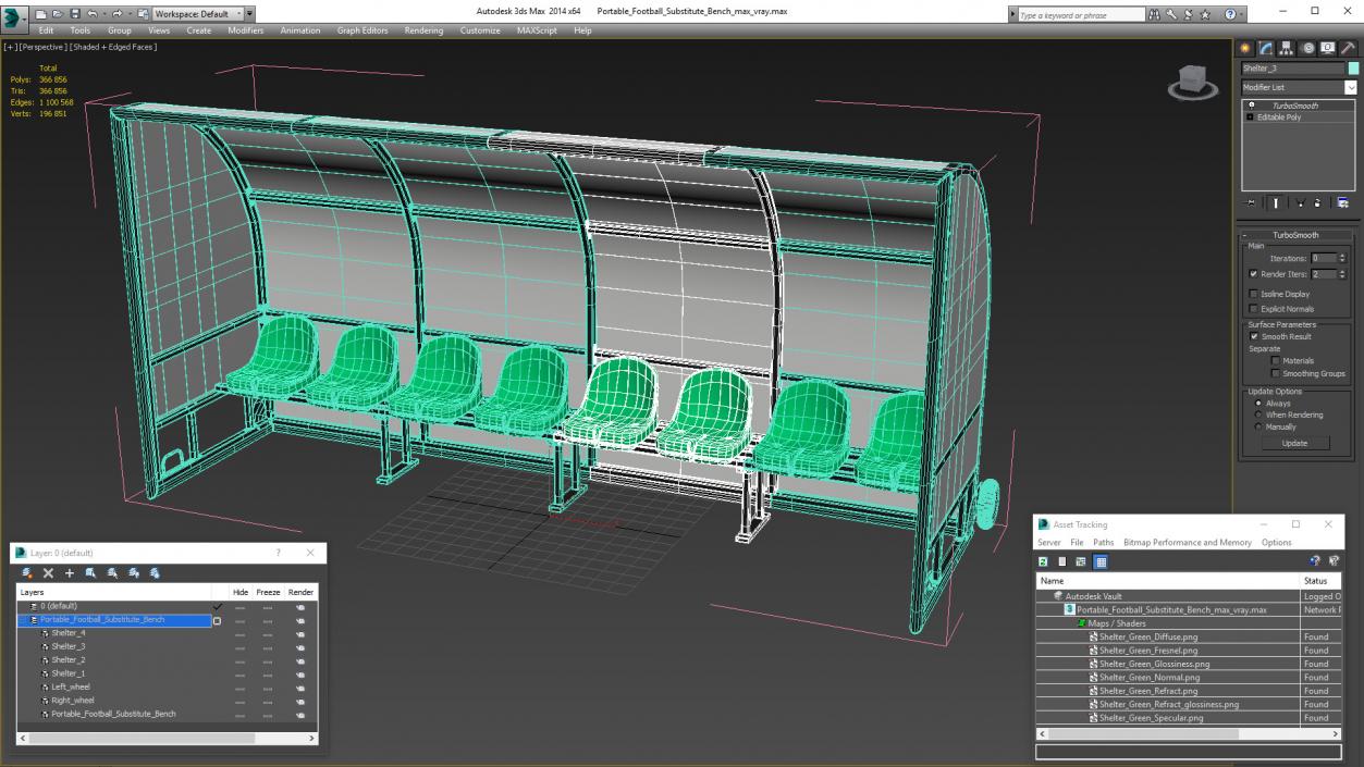 Portable Football Substitute Bench 3D model