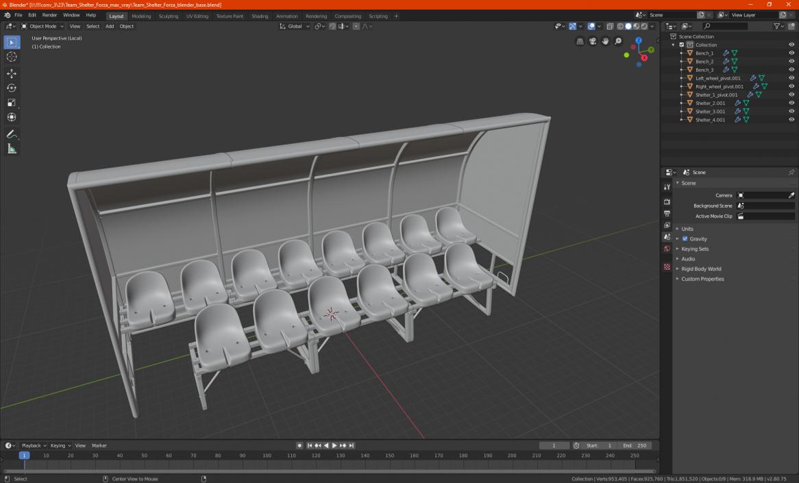 Portable Football Substitute Bench 3D model